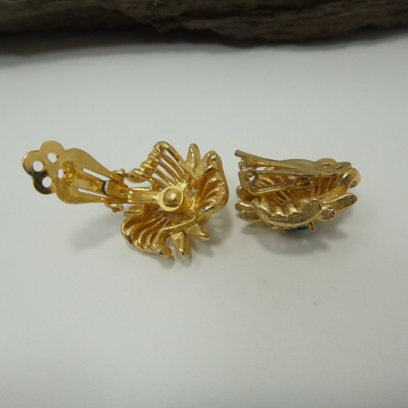 Vintage Lisner Set Brooch Pin Earrings Aurora Borealis AB Rhinestone Gold Tone - Picture 6 of 8